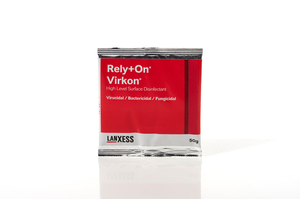 Sachet of Rely-On Virkon disinfectant