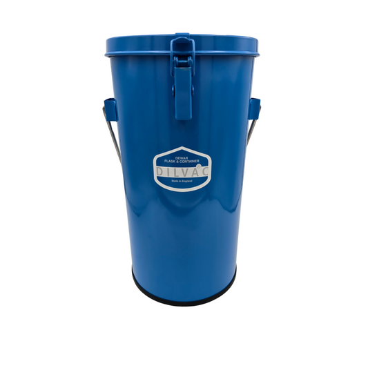 DILVAC MS333C Lidded Enamelled Steel Dewar Flask with Clamp