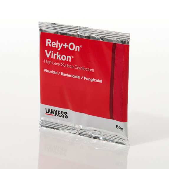 Packaged disinfectant with Rely+On Virkon branding 